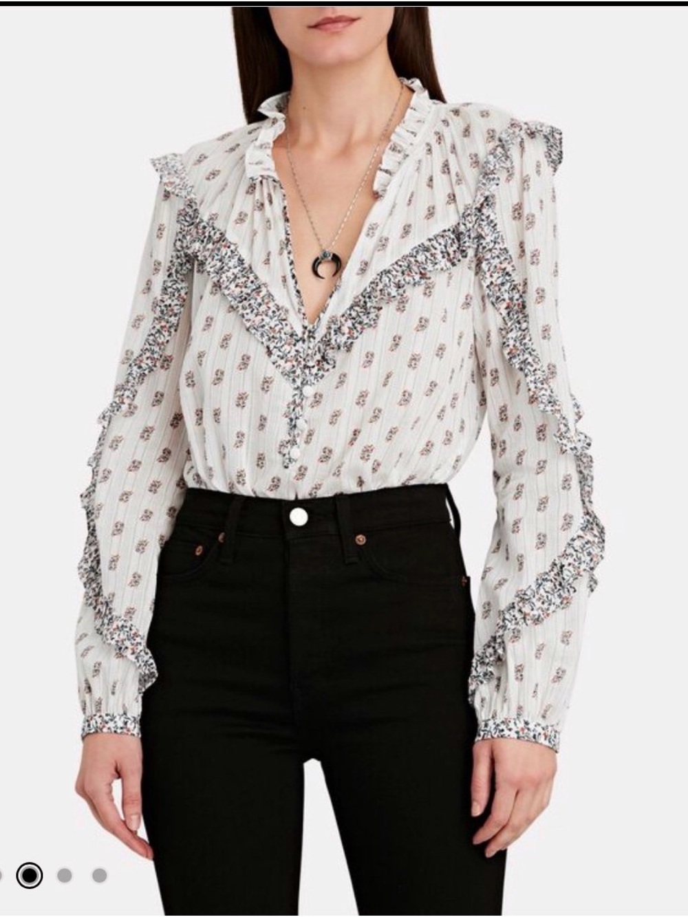 Veronica Beard Abra Cotton Floral Ruffle Boho Blouse Size 4